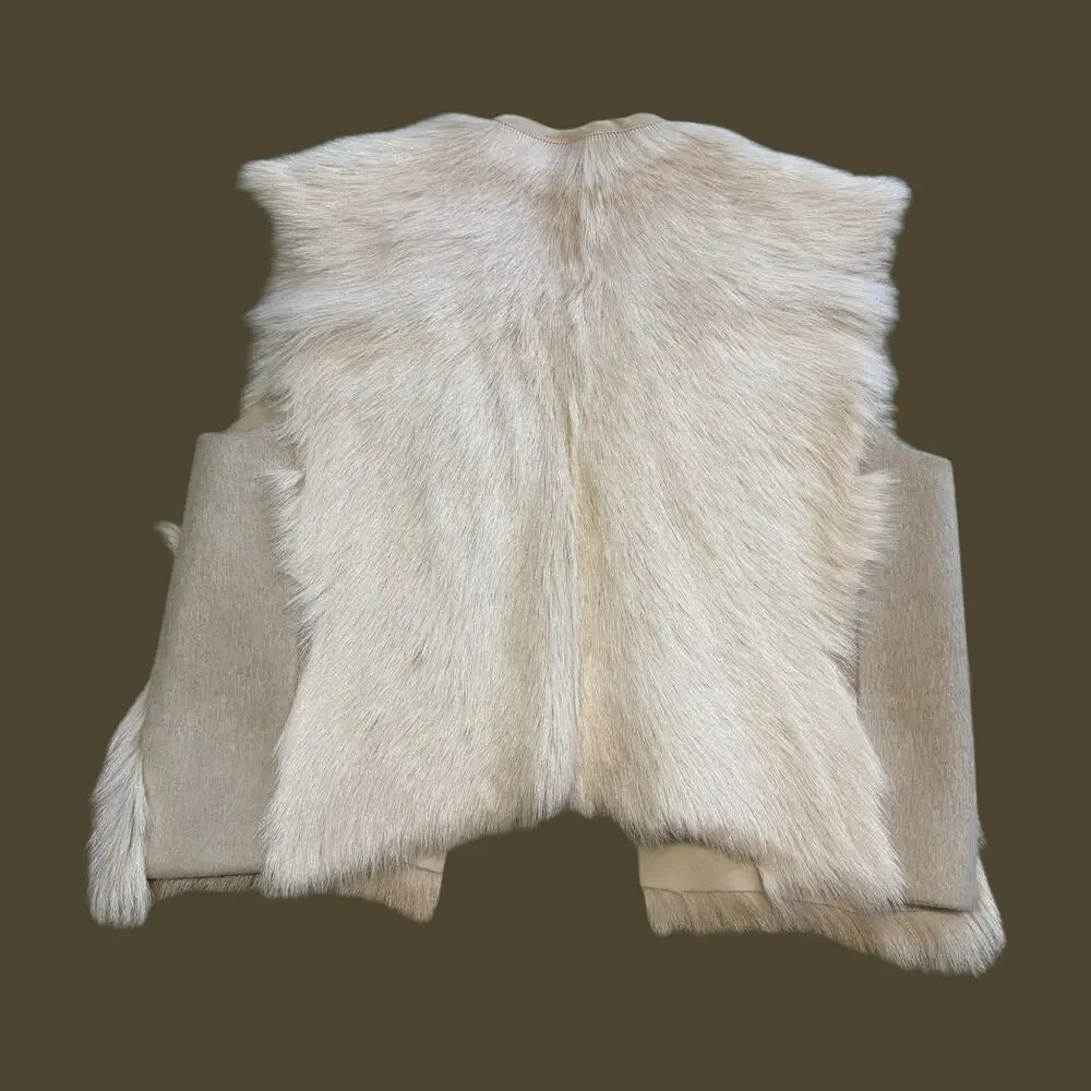 Mason Silk Lined Goat Fur Vest Blonde XS - Picture 6 of 9